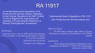 ra 5487|REPUBLIC ACT NO. 11917 .